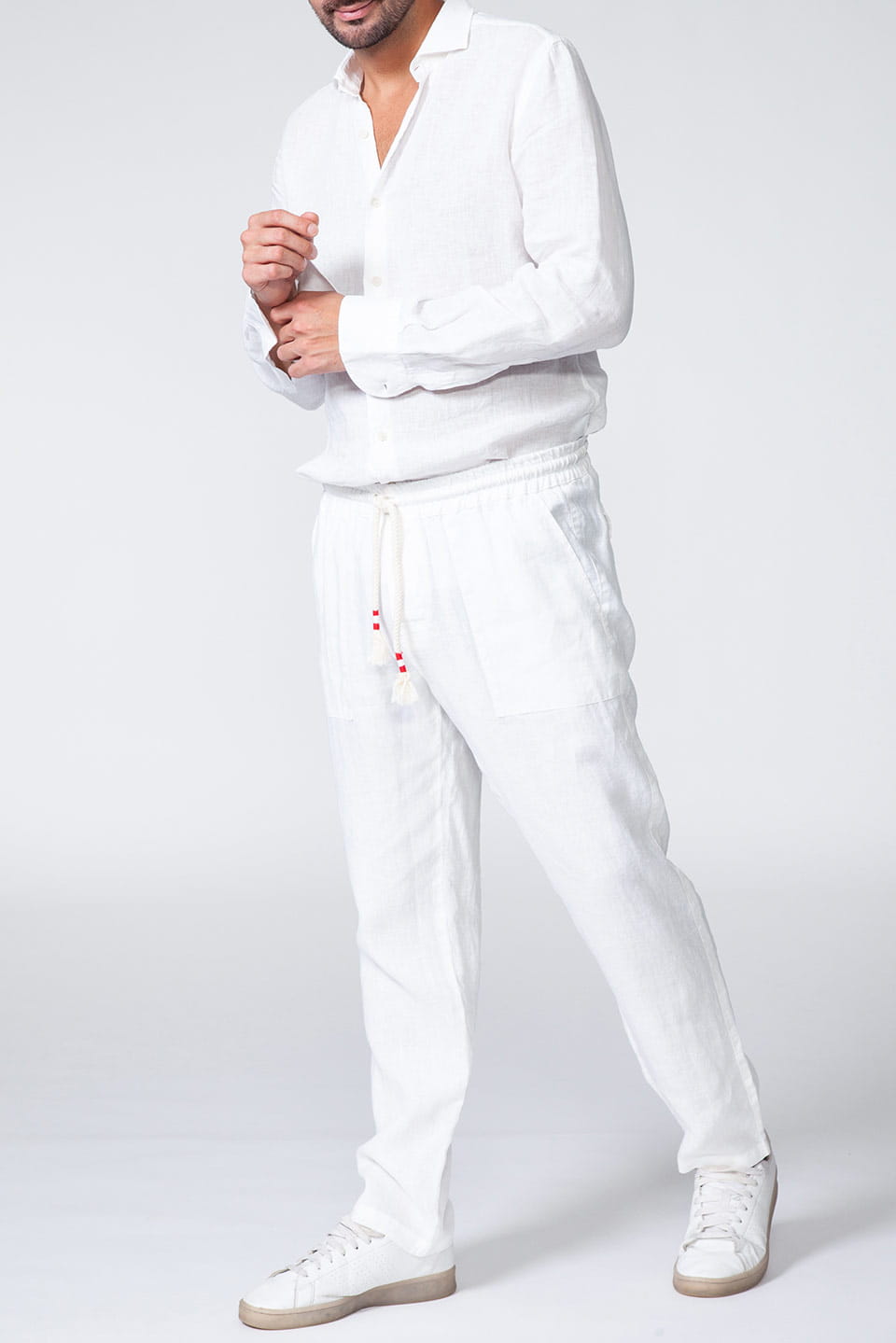 Buy online man linen trousers in white color with back pockets from Italian brand MC2 Saint Barth