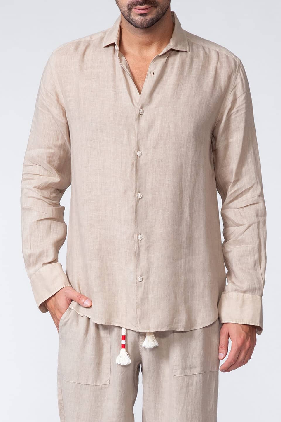 MC saint barth male pamplona shirt beige main. Product gallery 1