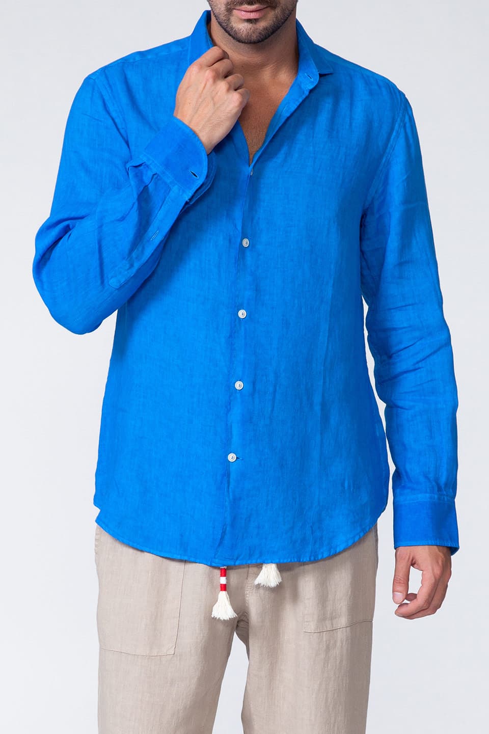 MC saint barth male pamplona shirt bluette front