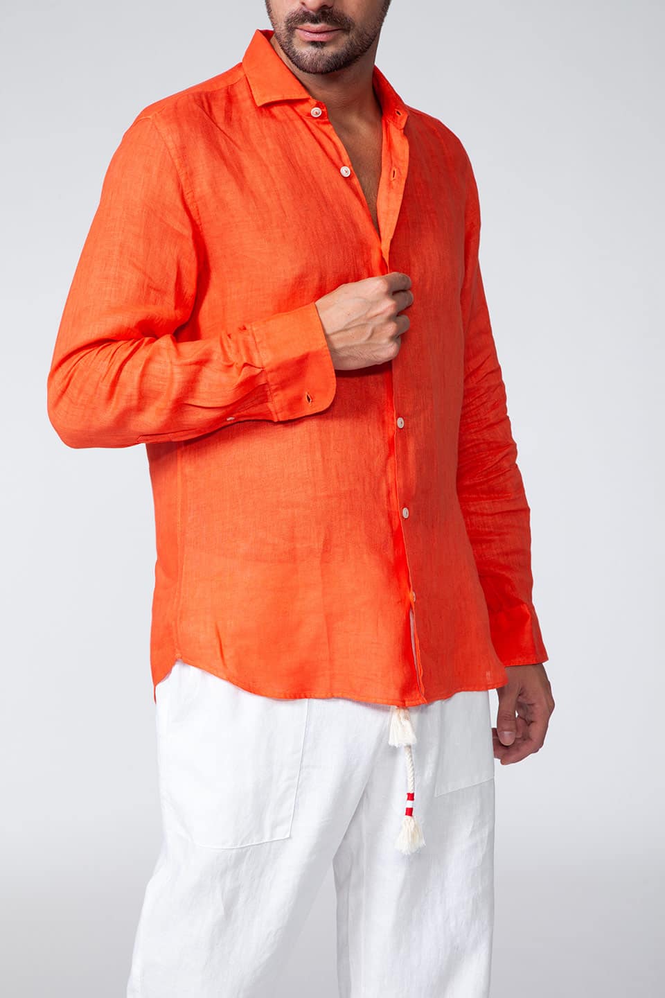 MC saint barth male pamplona shirt orange button