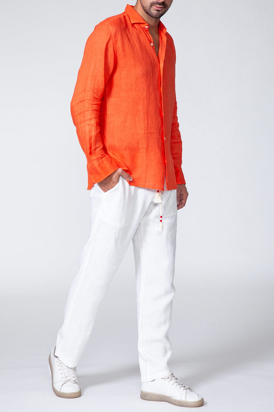 MC saint barth male pamplona shirt orange full front