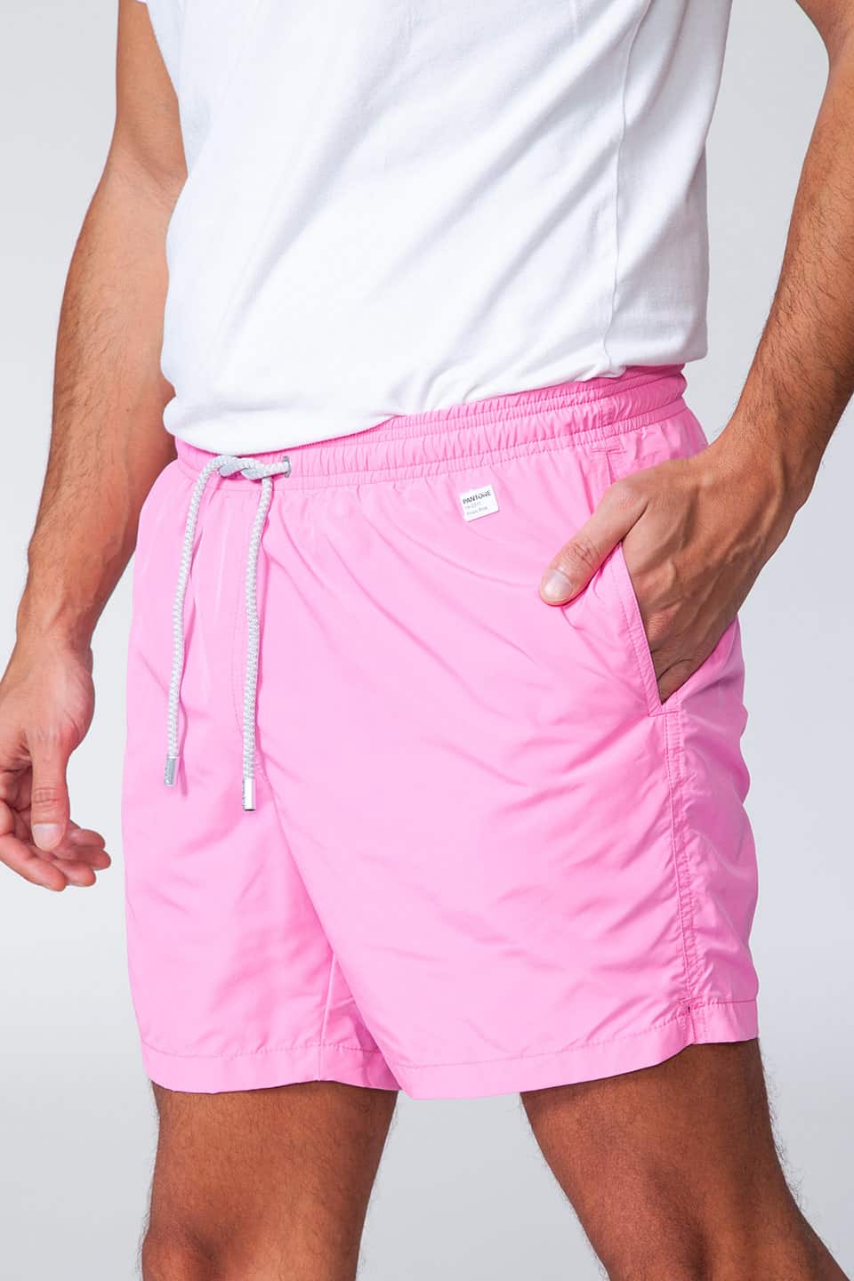Italian brand swim shorts for men in pink color with pokets