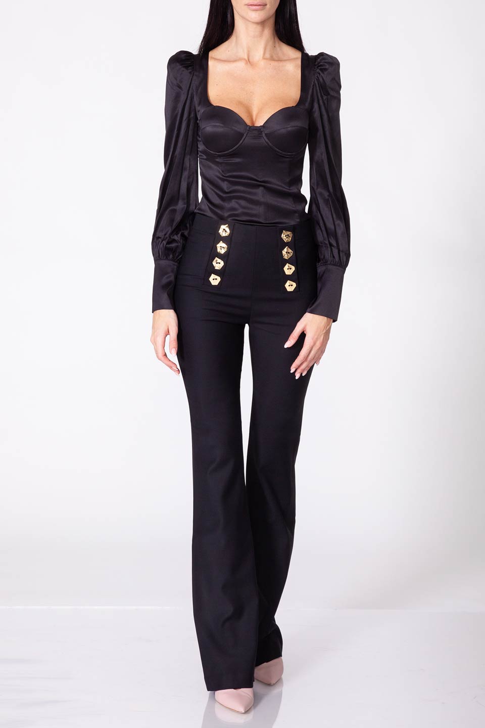 Violante nessi mattise trousers black front. Product gallery 1